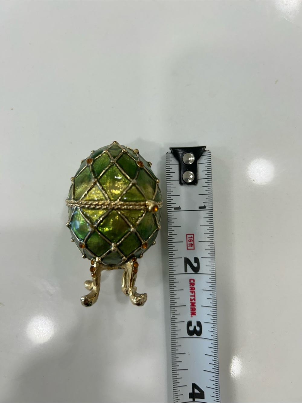 Vintage MONET Egg-Shaped Jeweled Enamel Trinket Box - Picture 7 of 11
